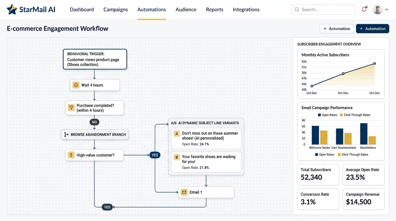 StarMail Automation Flow Canvas